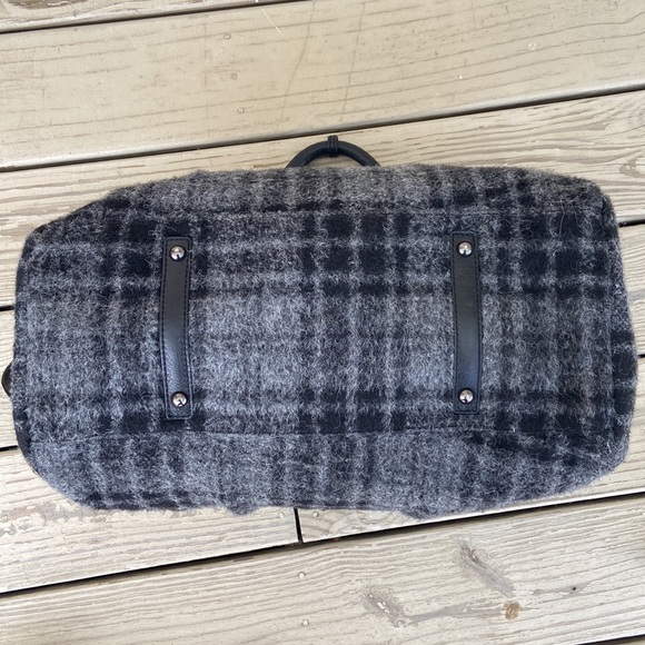 Rare! L.L. Bean Plaid Alpaca Wool Leather Handle Purse Satchel Handbag - Picture 13 of 13